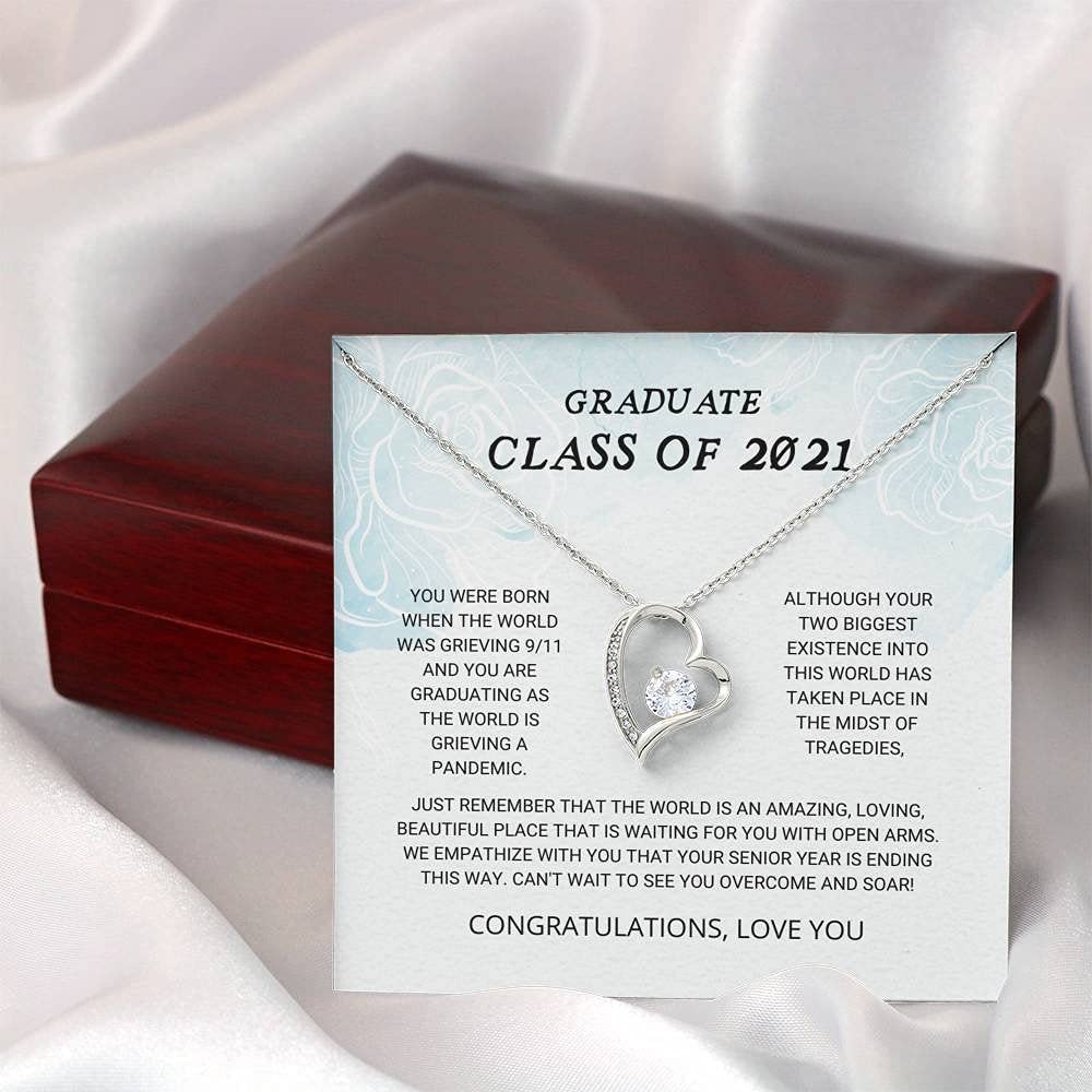 Personalized Graduation Jewelry Gift for Class of 2021 - Forever Love Necklace for Women, Custom Engraved Senior Graduate Present - Perfect for Graduation Ceremonies, Parties & Memory Keepsakes