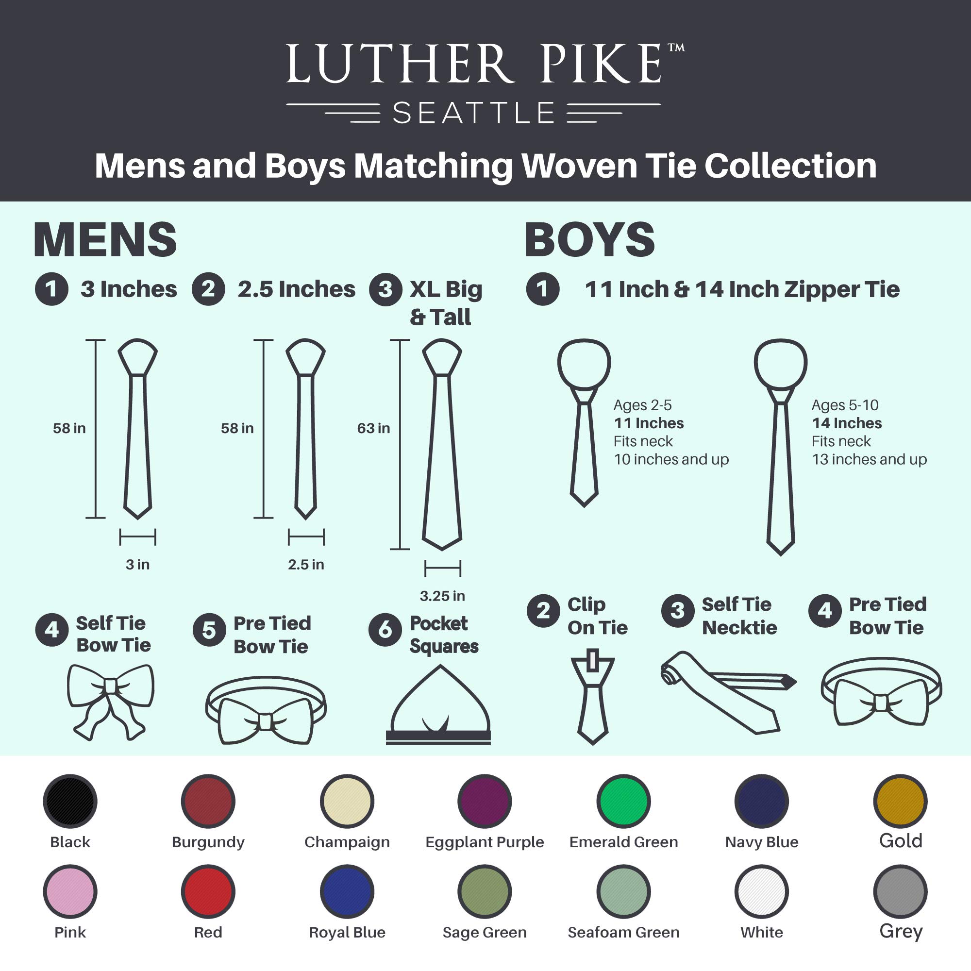 Premium Silk Pocket Squares for Men & Boys - Elegant Luther Pike Handkerchiefs for Weddings, Business & Formal Events - Stylish Pocket Accessories for Suits & Tuxedos