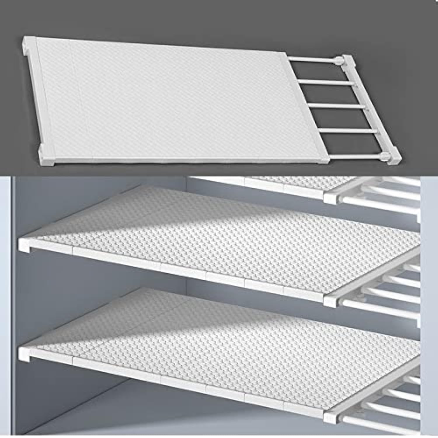 Wall Mounted Adjustable Closet Organizer Shelf - White Space Saving Storage Rack for Kitchen, Wardrobe & Cabinet (28.74-47.24 Inch Length, 13.77 Inch Width) - Perfect for Bedroom, Bathroom & Garage Organization