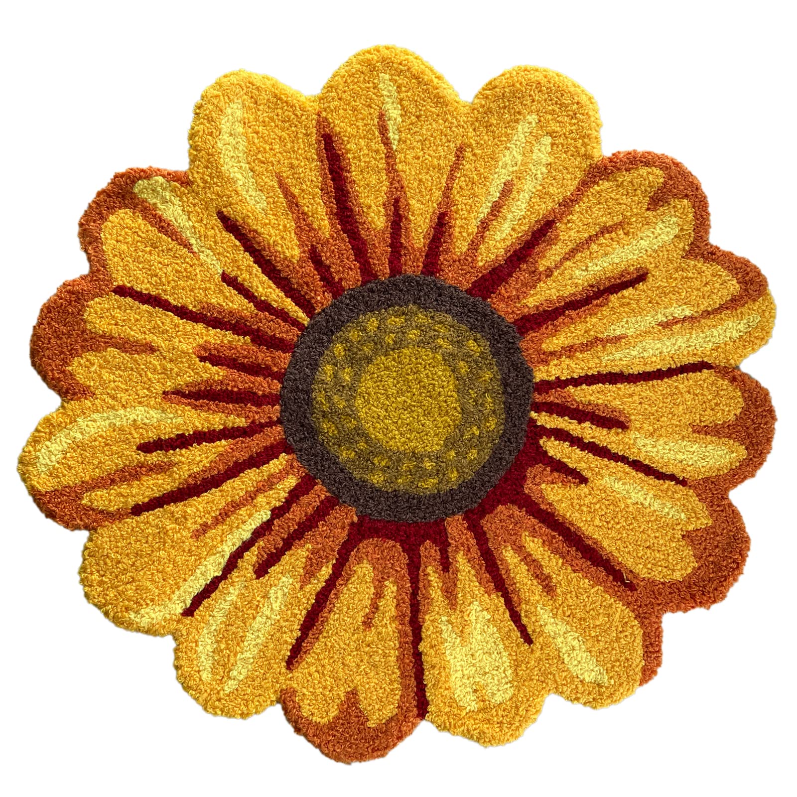 Hand Woven Sunflower Round Rug - Non-Slip Modern Floor Mat for Kitchen, Bathroom, Bedroom & Living Room | Yellow Flower Area Rug for Home Decor & Cozy Spaces