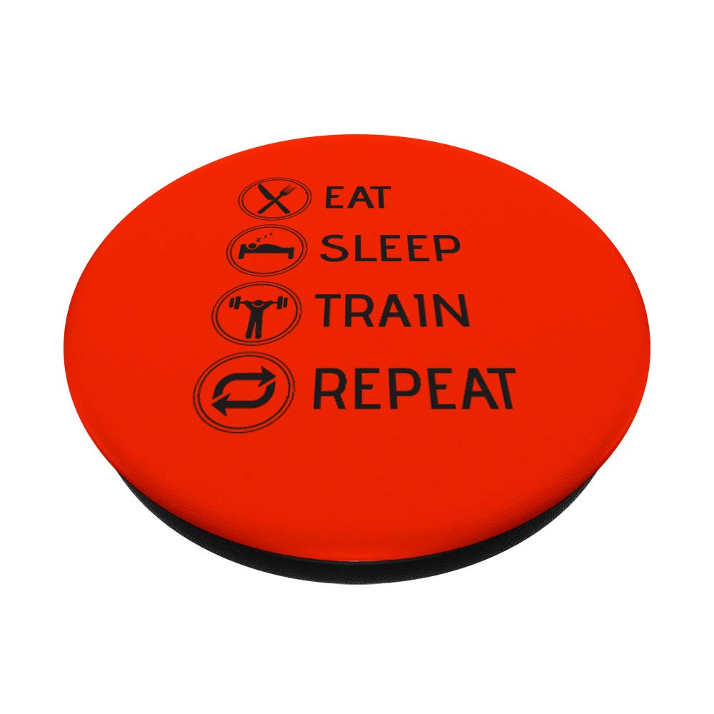 Eat Sleep Train Repeat Gym Fitness Gift for Bodybuilding Men - Swappable PopGrip PopSockets | Perfect for Workouts, Gym Sessions & Fitness Motivation