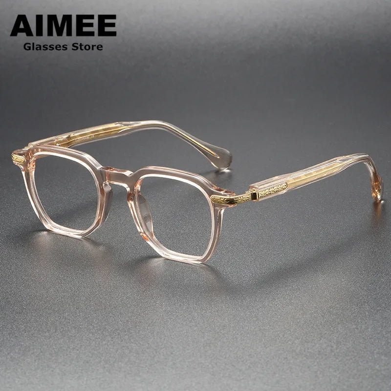 Stylish Aimee Unisex Full Rim Irregular Oval Titanium Acetate Eyeglasses Frame 985855 - Lightweight & Durable for Work, Reading & Everyday Wear