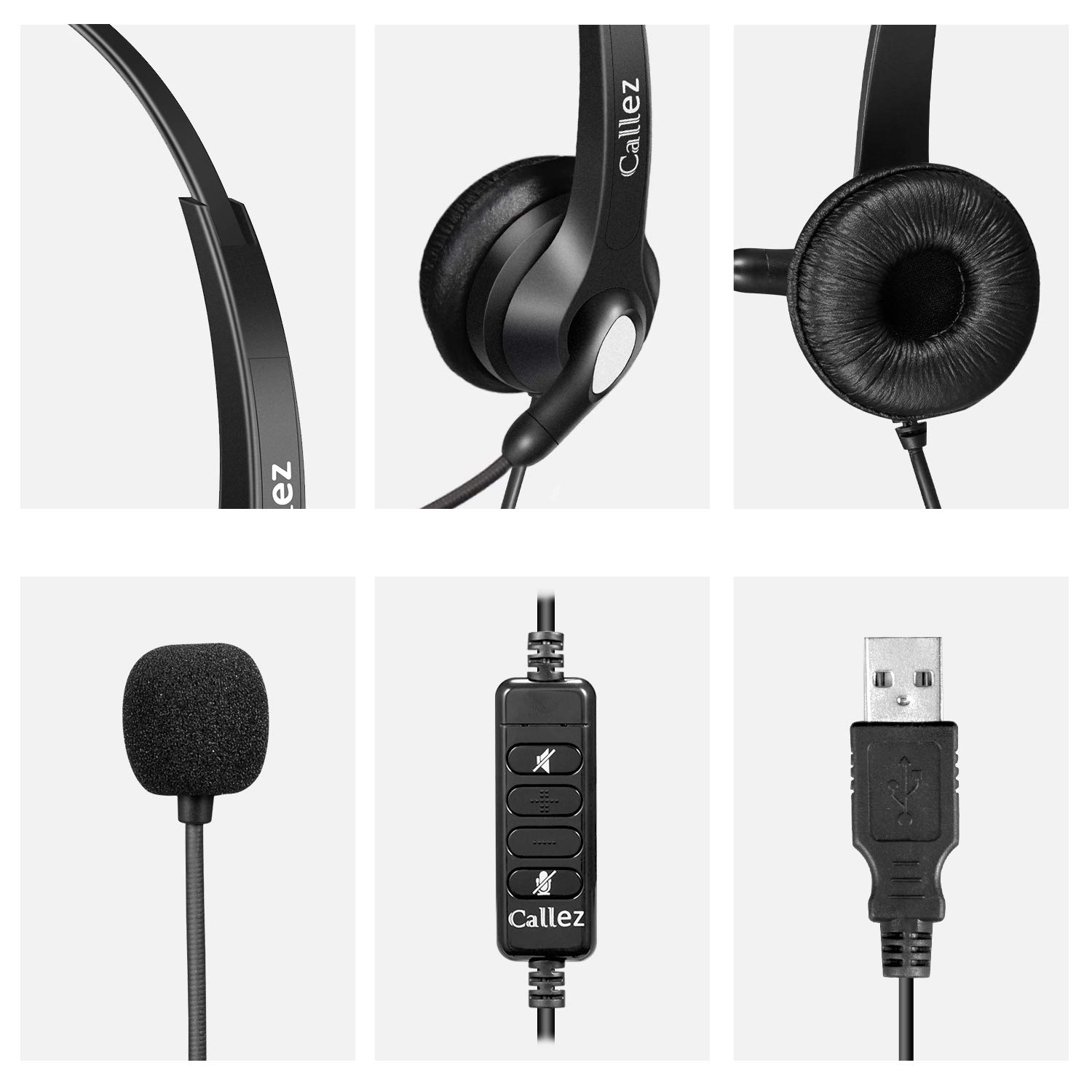 Noise Cancelling USB Headset with Microphone - Stereo PC Headphones for Business Calls, Skype, Zoom, Call Centers | Clear Audio, Lightweight & Comfortable Design | Perfect for Remote Work, Online Meetings & Office Use