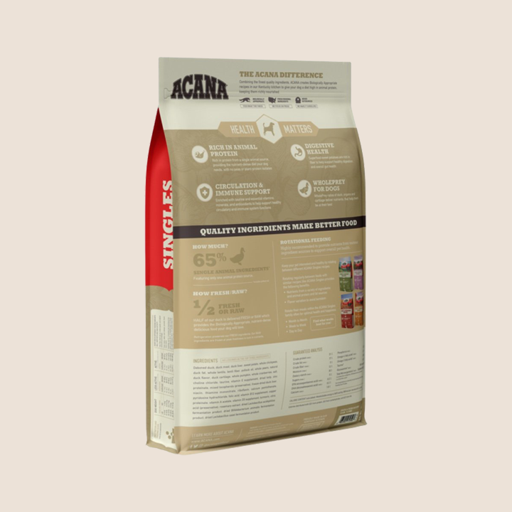 ACANA Singles Limited Ingredient Dog Food - Duck & Pear Recipe for Sensitive Stomachs | Grain-Free, High Protein Dry Kibble for Adult Dogs | Perfect for Allergies & Digestive Health | Great for Picky Eaters & Meal Toppers