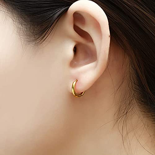 316L Surgical Stainless Steel Huggie Hoop Earrings - 6mm 8mm 10mm 11mm 12mm 14mm Hypoallergenic Cartilage Helix Earrings - Hinged Sleeper Hoops for Men & Women - Perfect for Daily Wear, Work, Parties and Gifts