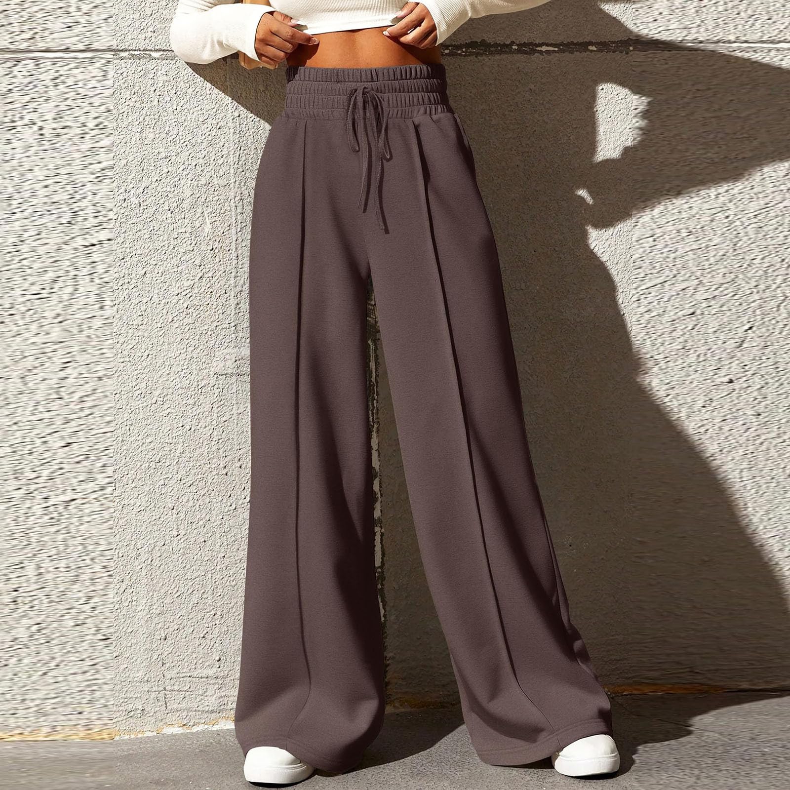 Women's High Waisted Wide Leg Sweatpants - Elastic Drawstring Lounge Pants with Pockets | Comfortable Joggers for Yoga, Running & Casual Wear