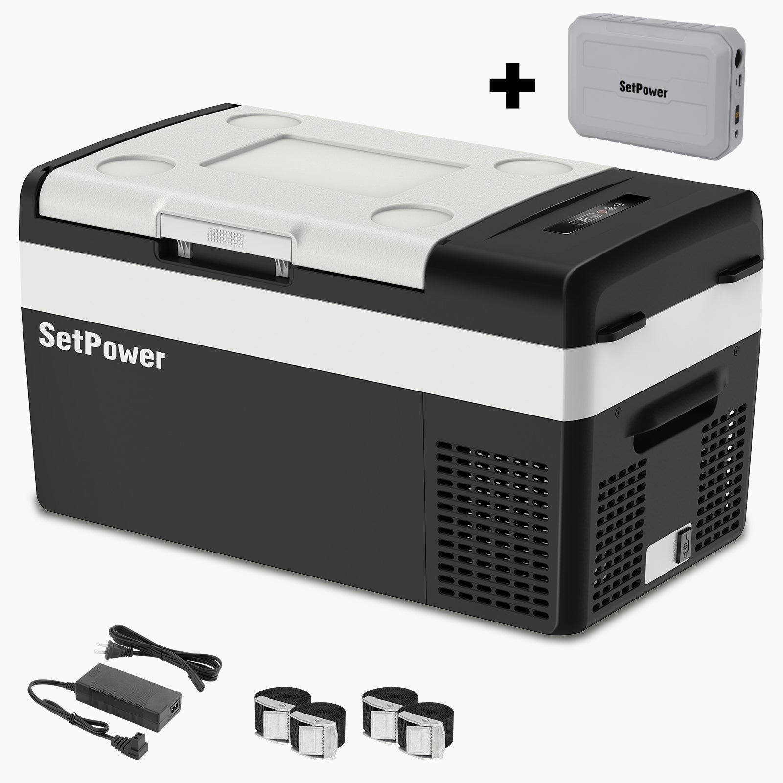 Setpower MC20 12V Portable Car Refrigerator - 21Qt Electric Cooler for Camping, Road Trips & RV Travel - Compact Freezer for Food, Drinks & Medication Storage - Black