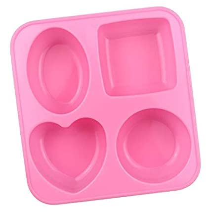 MoldBerry 4-in-1 Silicone Soap Mold Set - Round, Square, Oval & Heart Shapes for DIY Soap Making, Bath Bombs, Candles, Lotion Bars - Perfect for Home Crafting, Gifts & Spa Essentials (Multicolor, PK1)