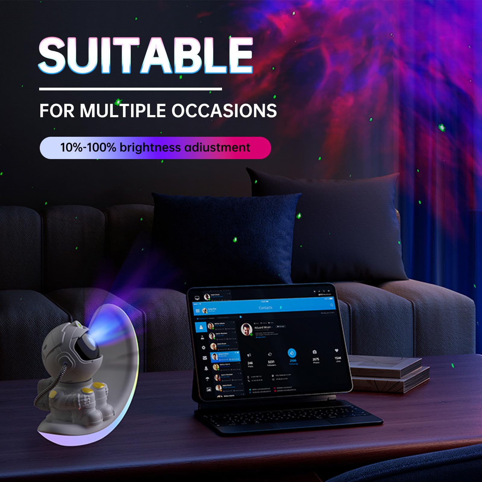 Moon Lamp Star Projector Galaxy Night Light - Astronaut Themed LED Ceiling Lamp with Timer & Remote Control | Perfect for Bedroom, Nursery, Christmas & Birthday Gifts for Kids & Adults | Create Stargazing Atmosphere for Relaxation & Sleep