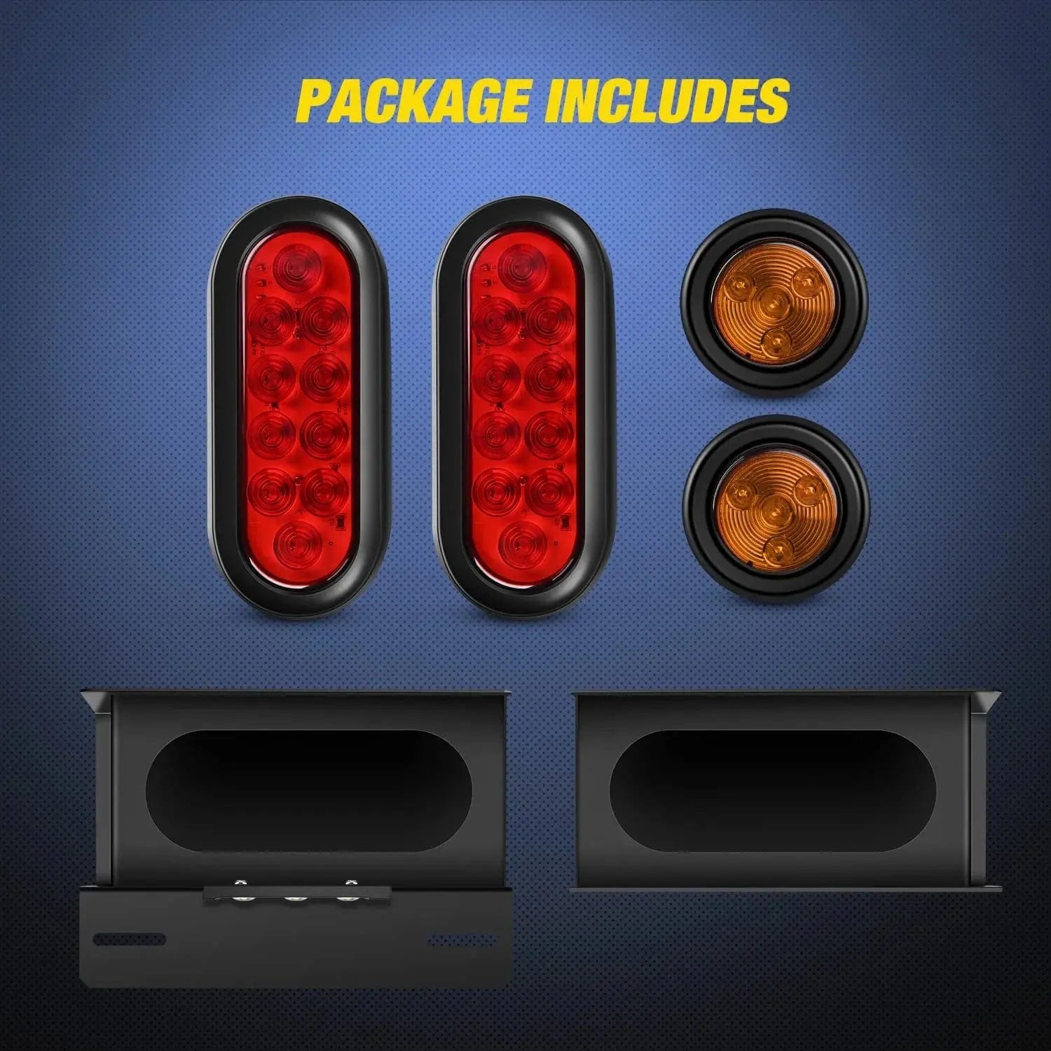 6 Inch Oval Red LED Trailer Tail Lights & 2 Inch Round Amber Side Marker Lights Kit - Waterproof, DOT Approved for Trucks, Trailers, RVs - Perfect for Night Driving & Road Safety