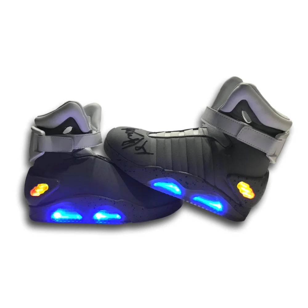 Authentic Michael J. Fox Signed Back to the Future Air Mag Shoes Pair with COA - Limited Edition Collectible for Movie Memorabilia Fans & Pop Culture Enthusiasts - Perfect for Display, Gift Giving, and Investment