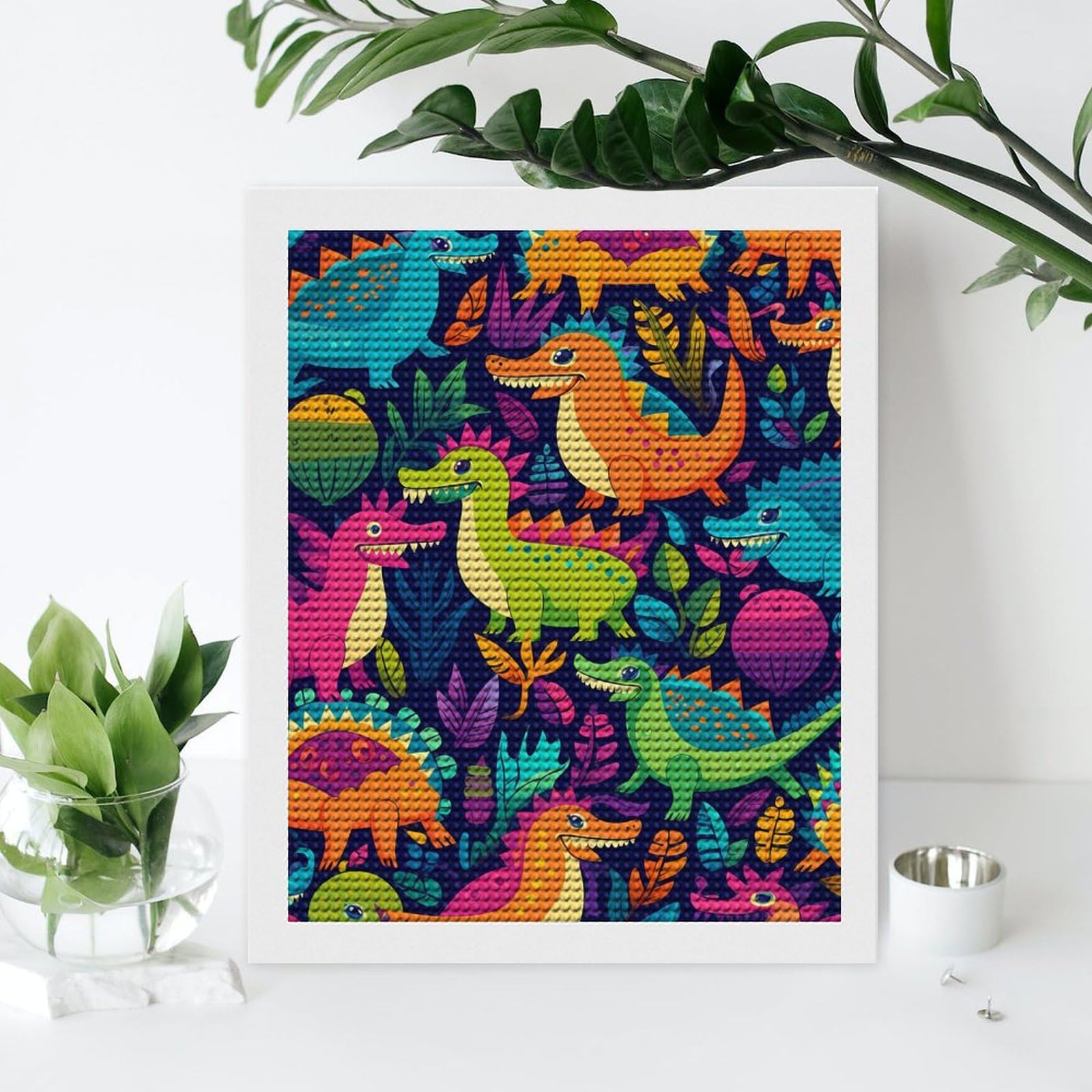 Vibrant Dinosaur Diamond Painting Kit - DIY Full Drill 5D Mosaic Art for Wall Decor | Perfect for Home, Office, Kids Room & Gift Giving