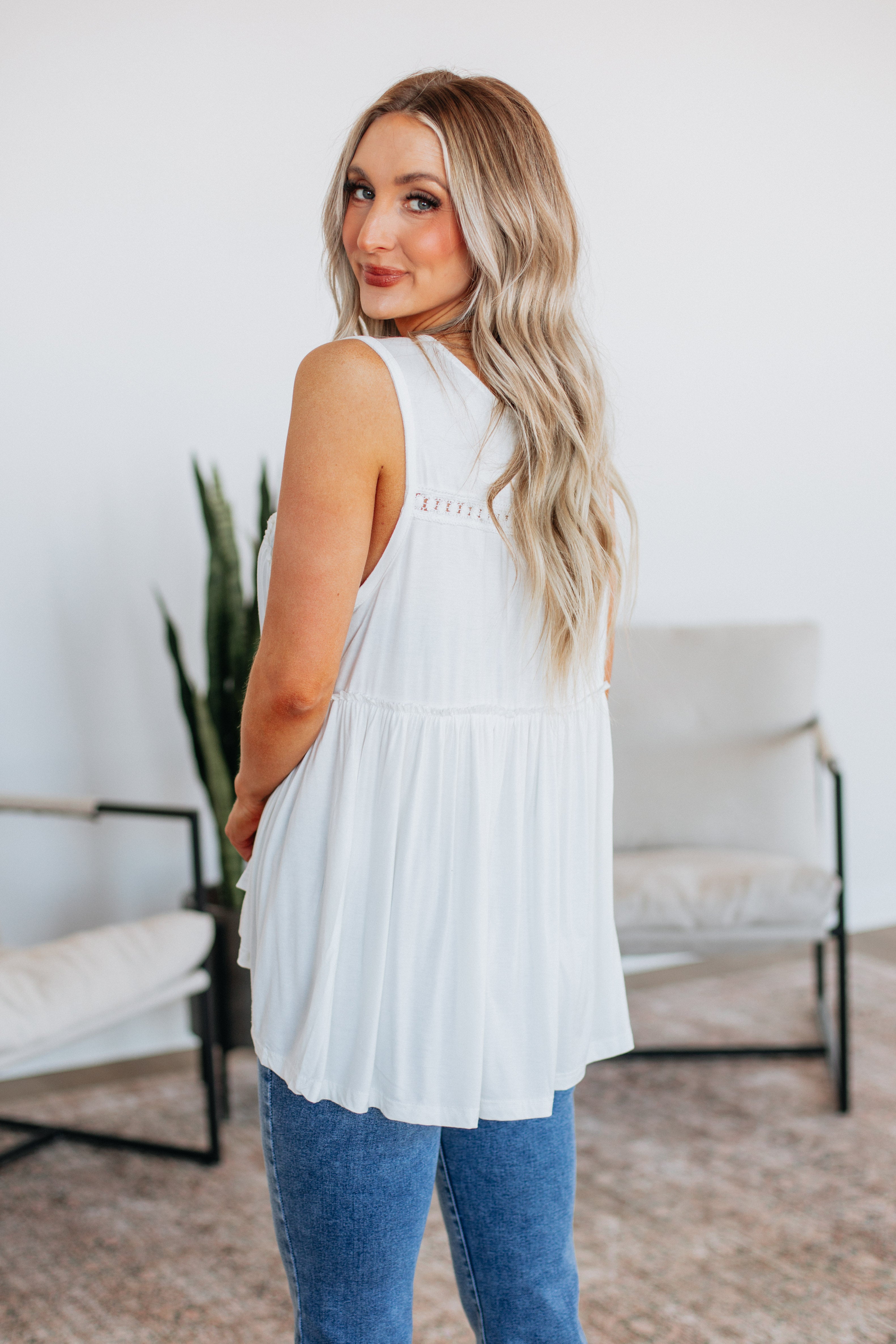 Dovile Babydoll Tank Top for Women - Ivory Lace Camisole | Comfortable Sleepwear & Loungewear for Relaxing at Home