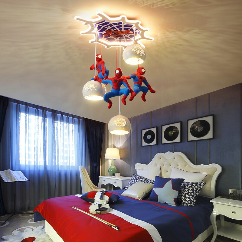 Spider-Man Pendant Light - Superhero Themed Kids Room Lighting - Perfect for Bedroom, Playroom & Nursery Decor | Art Deco Inspired Superhero Ceiling Fixture