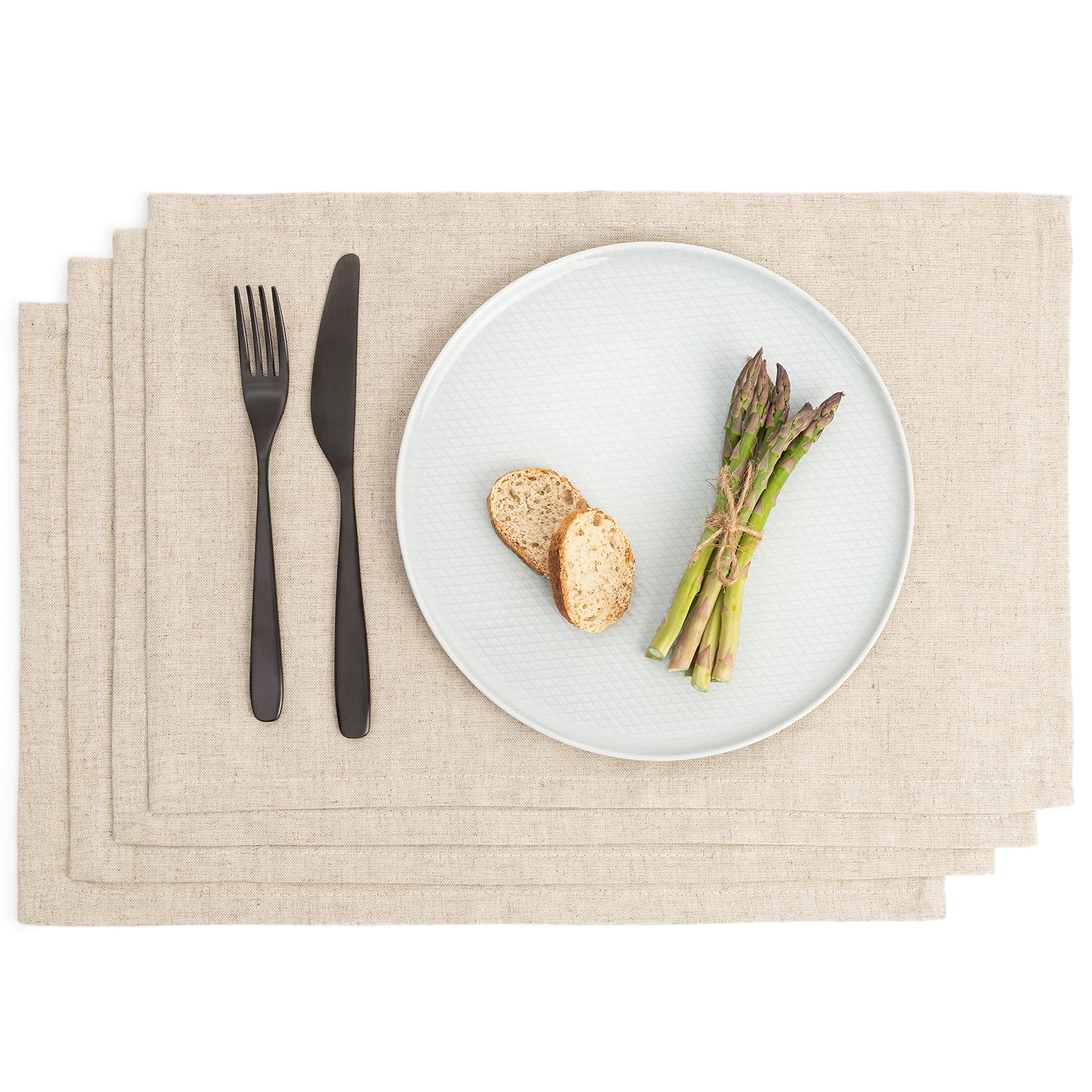 Premium Linen Placemats Set of 4 - Machine Washable & Durable Table Mats for Formal Dining, Kitchen, and Everyday Use - Elegant Table Setting Accessories by SAVASTEXTILE