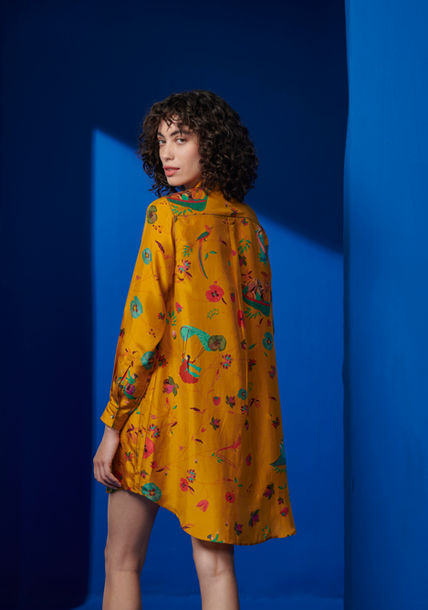 Premium Udaan Silk Shirt in Mustard Yellow - Elegant & Comfortable Blouse for Women | Perfect for Office Wear, Parties & Special Occasions