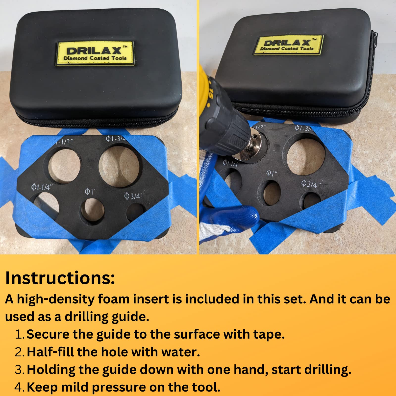 Drilax Diamond Drill Bit Set - 5 Pcs (3/4