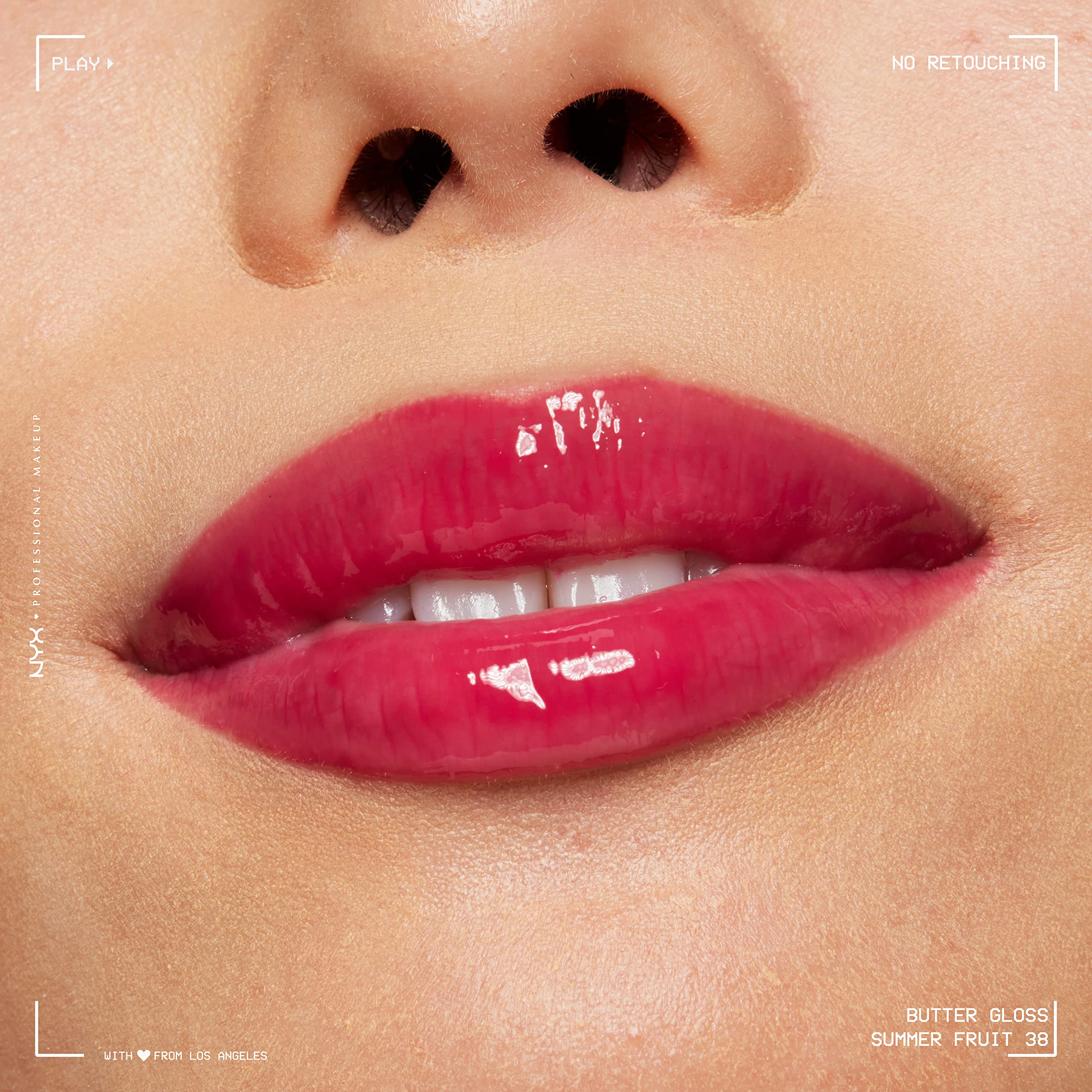 NYX Professional Makeup Butter Gloss - Non-Sticky Lip Gloss in Summer Fruit (Hot Pink) | Hydrating & Shiny Lip Color for Everyday Wear, Date Night & Special Occasions
