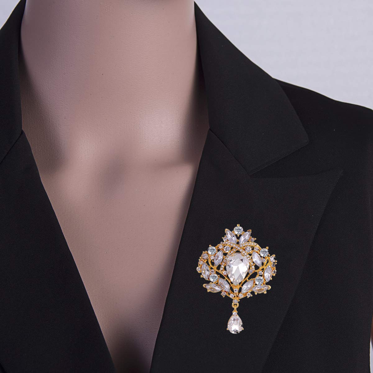 Seven Wolves Rhinestone Crystal Crown Brooches for Women Dresses - Elegant Party Accessories