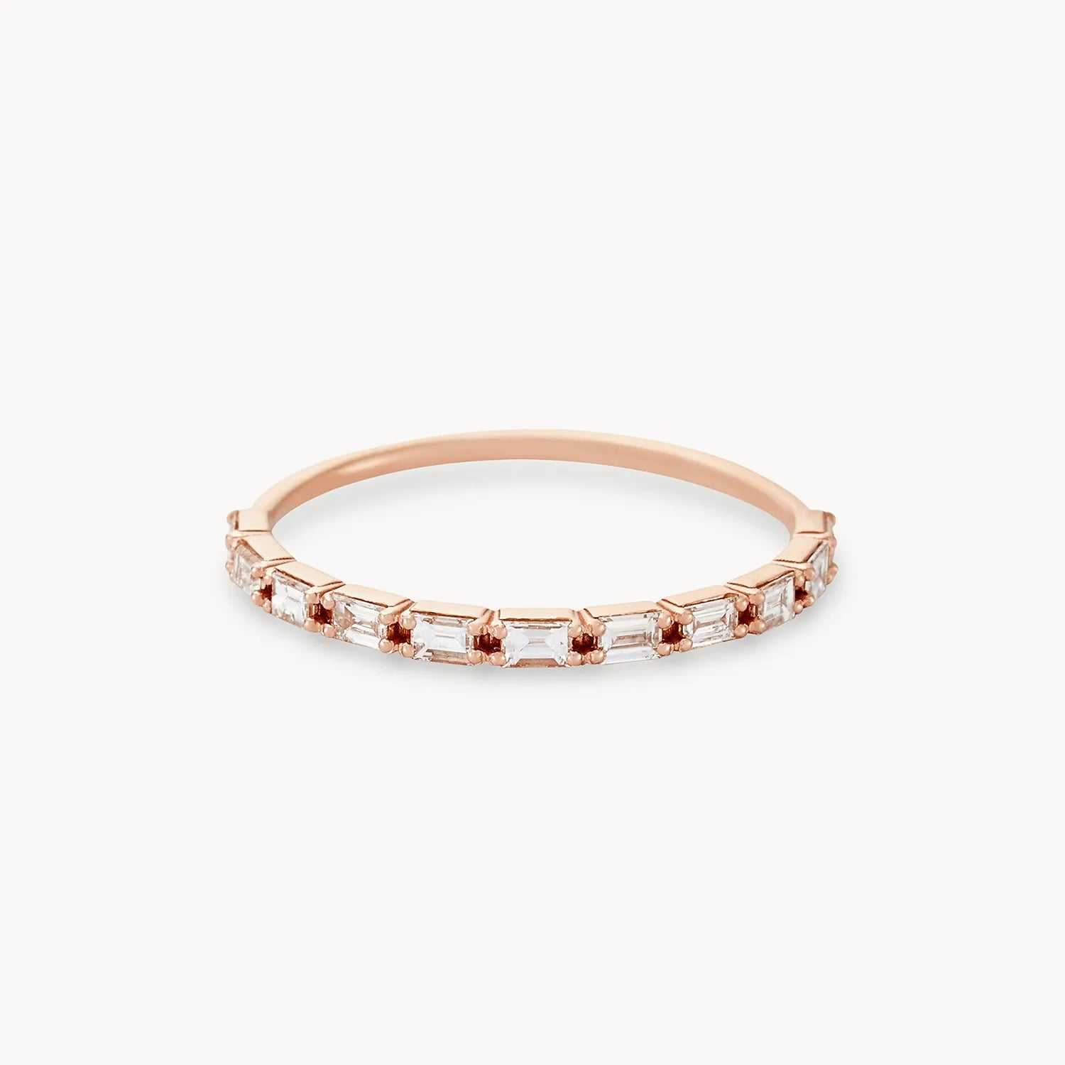 14K Rose Gold Moirai Ring with White Diamonds - Elegant Jewelry for Women, Perfect for Weddings, Anniversaries & Special Occasions