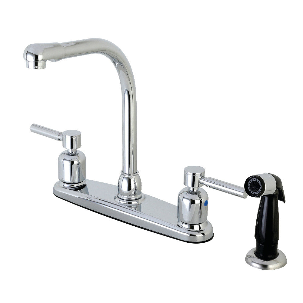 Kingston Brass FB751DL Concord 8 Inch Centerset Kitchen Faucet with Pull Down Sprayer - Modern Design for Easy Dishwashing & Food Prep