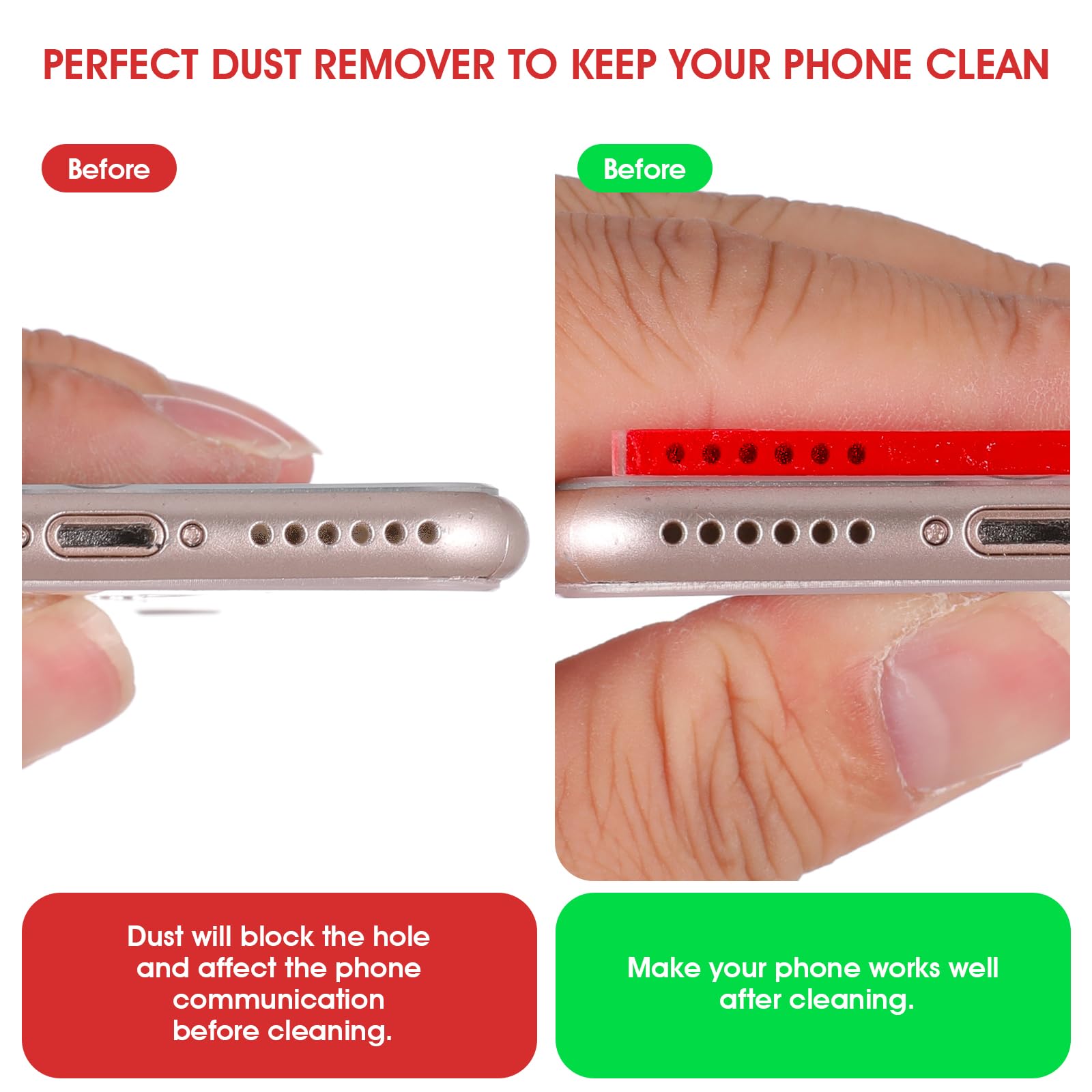 2 Pack Phone Speaker Cleaning Kit - Adhesive Dust Remover Stickers for Samsung, LG, Android Phones | Clean Speaker, Receiver & Microphone Holes | Perfect for Home, Office & Travel Use