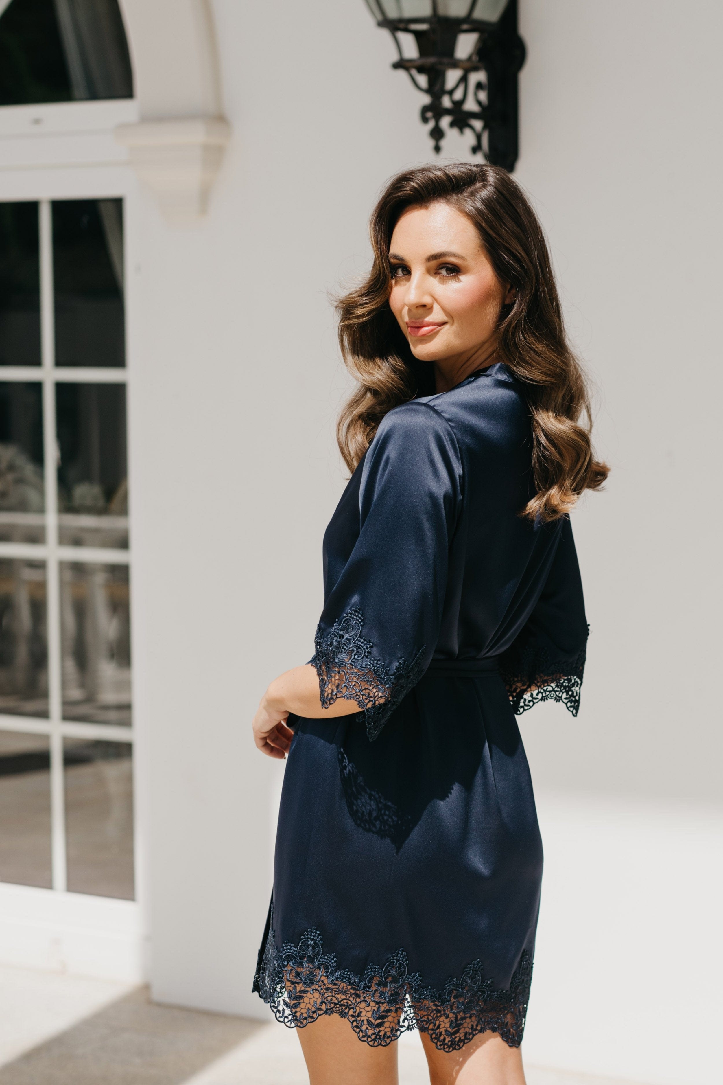 Chiara Satin Trim Robe for Women - Luxurious Soft Loungewear & Bridal Nightgown - Perfect for Spa Days, Bridal Showers & Hotel Getaways