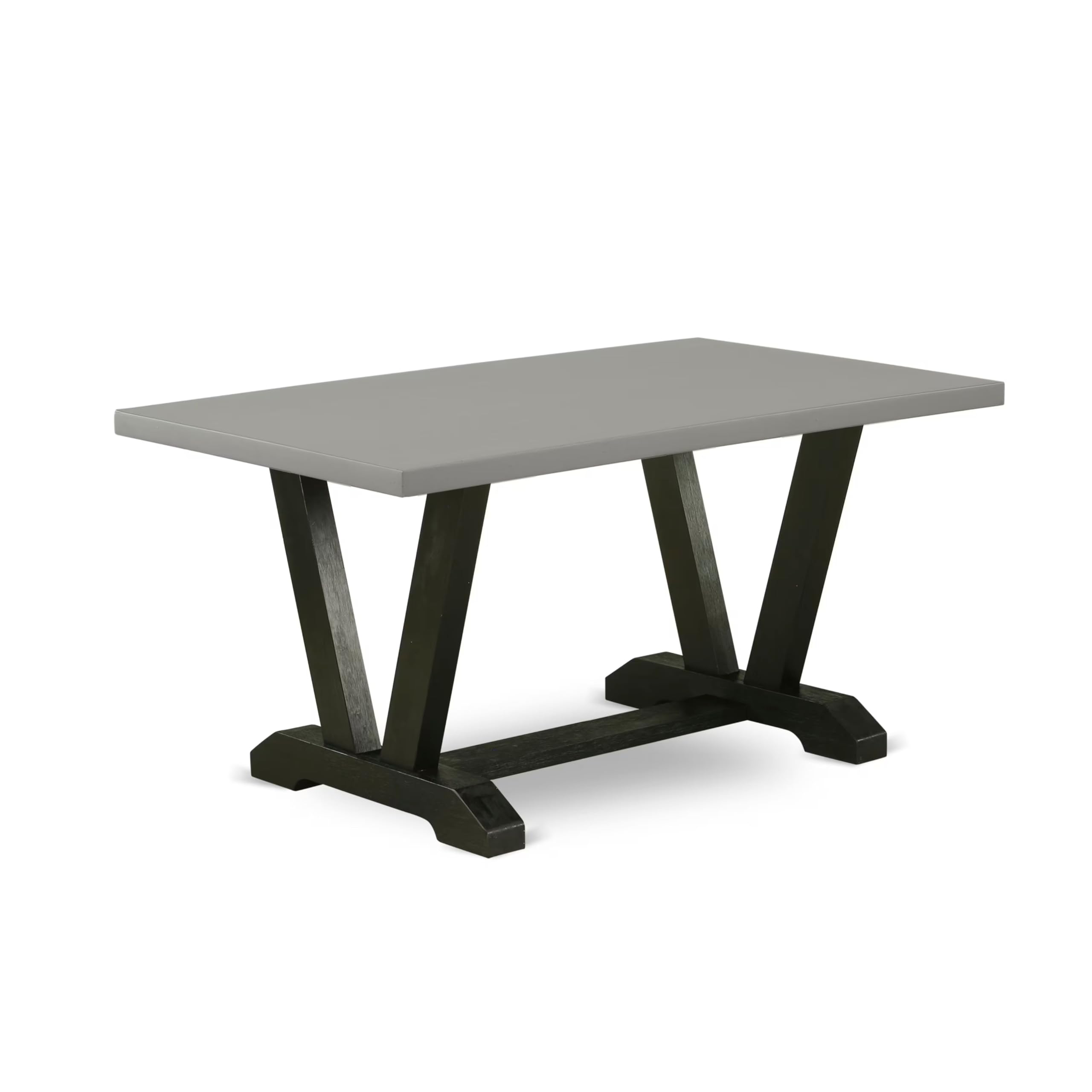 East West Furniture 5-Piece Kitchen Table Set for 4 - 36x60 Inch Rectangle Dining Table with V-Legs & 4 Black Linen Upholstered Chairs - Multi-Color Modern Dining Room Furniture for Small Spaces, Breakfast Nooks, and Apartment Living