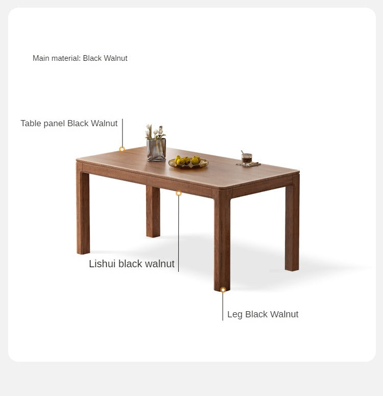 Premium Solid Wood Dining Table - Black Walnut, Ash & Red Oak - Large Farmhouse Style Table for Family Gatherings & Dinner Parties
