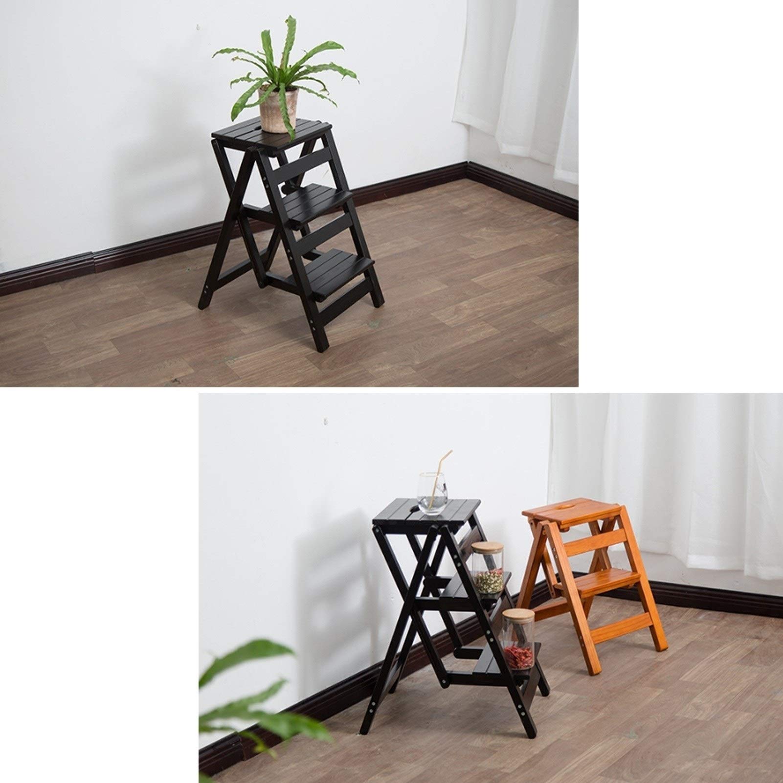 LEOSXA 3-Step Solid Wood Folding Step Stool - Portable Multi-Purpose Ladder Stool for Kitchen, Office, Library - Non-Slip Home Step Stool for Adults & Kids (Use for Reaching High Shelves, Storage Organization, Home Decor)