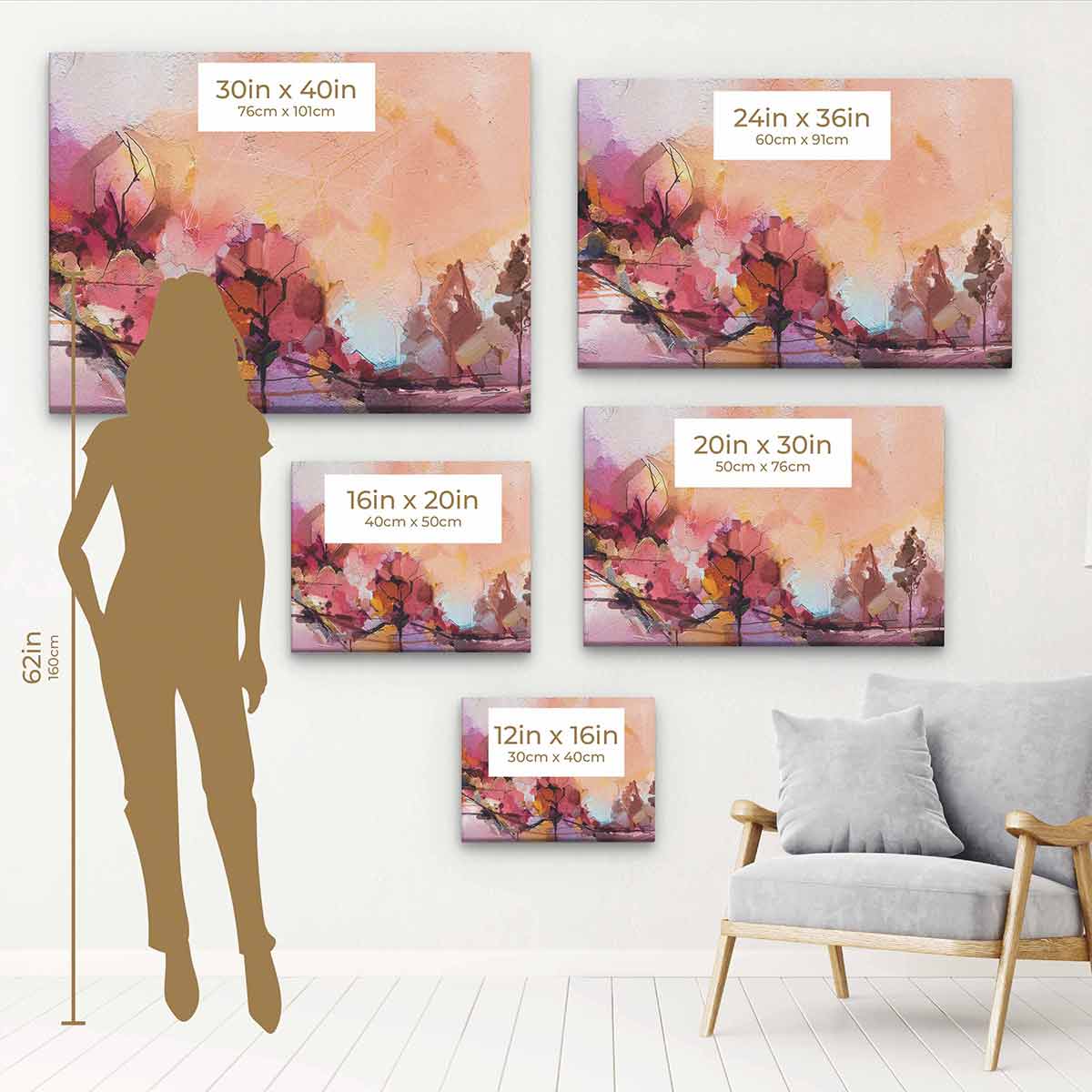 Orange Landscape Wall Art Canvas Print - Modern Home Decor for Living Room, Bedroom & Office - 1460