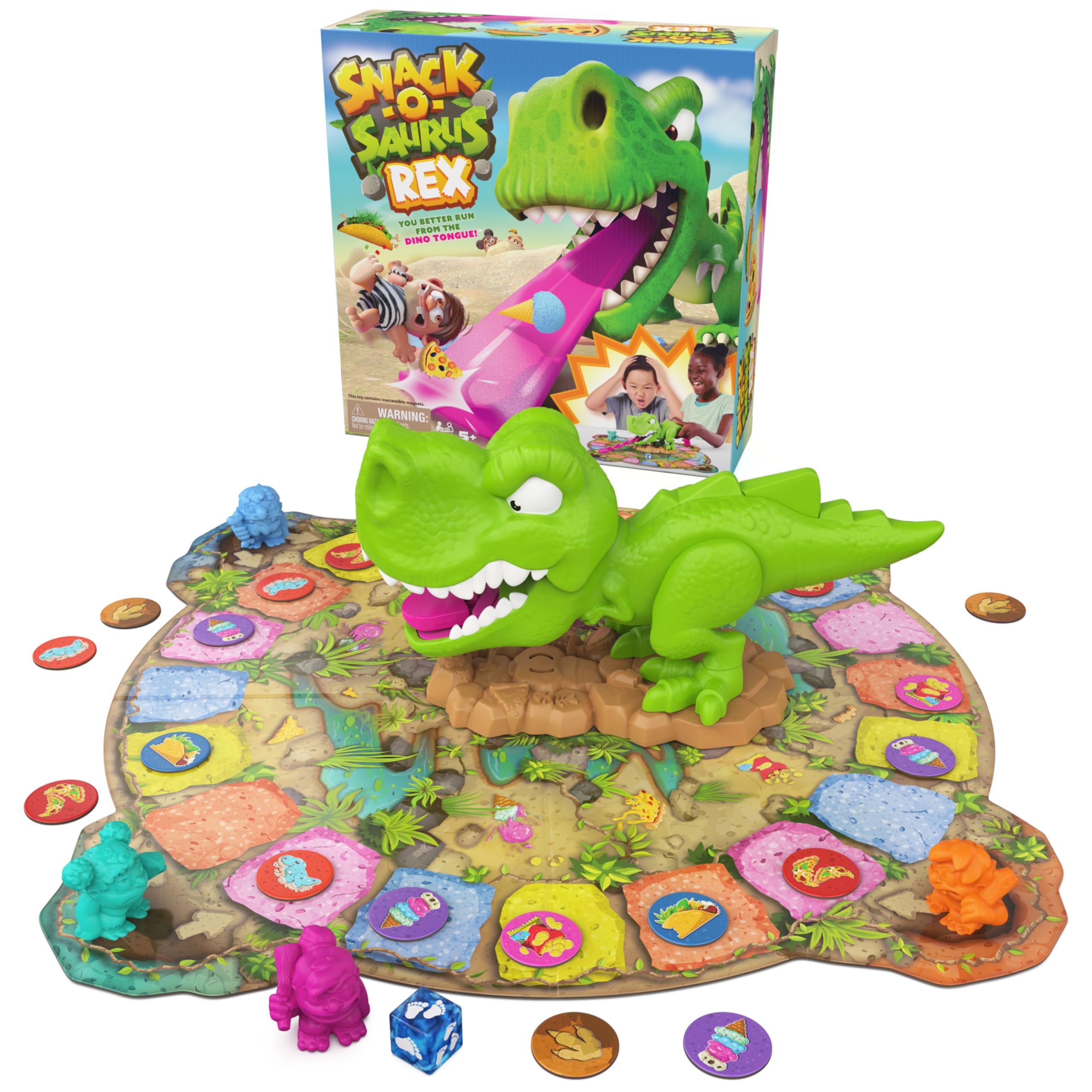 Spin Master Games Snack-O-Saurus Rex - Interactive Dinosaur Board Game for Kids Ages 5+ | Fun Family Night Game for 2-4 Players | Perfect for Birthday Parties & Indoor Playtime