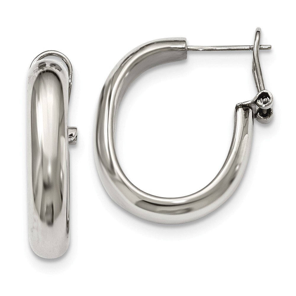 Polished Stainless Steel Omega Back Hoop Earrings for Women - Hypoallergenic, Durable & Shiny Fashion Jewelry - Perfect for Parties, Weddings & Everyday Wear