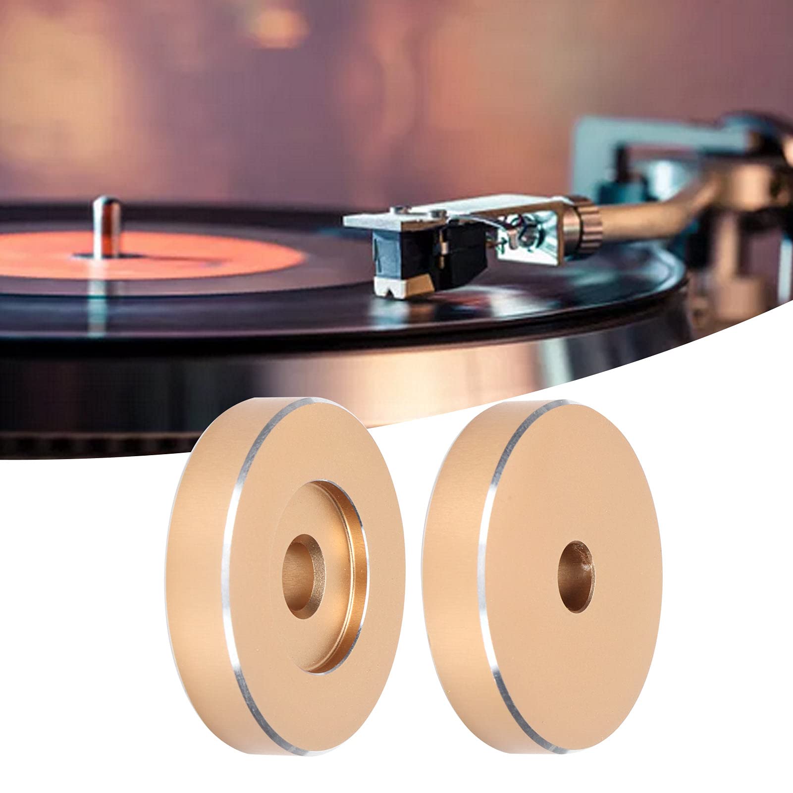 Premium Aluminum Record Turntable Adapter - Heavy Duty 45 RPM Big Hole Clamp for Vinyl Records | Stable Arm for DJing & Home Use | High Fidelity Sound | Universal Compatibility (Gold) | Perfect for Professional DJs & Audiophiles
