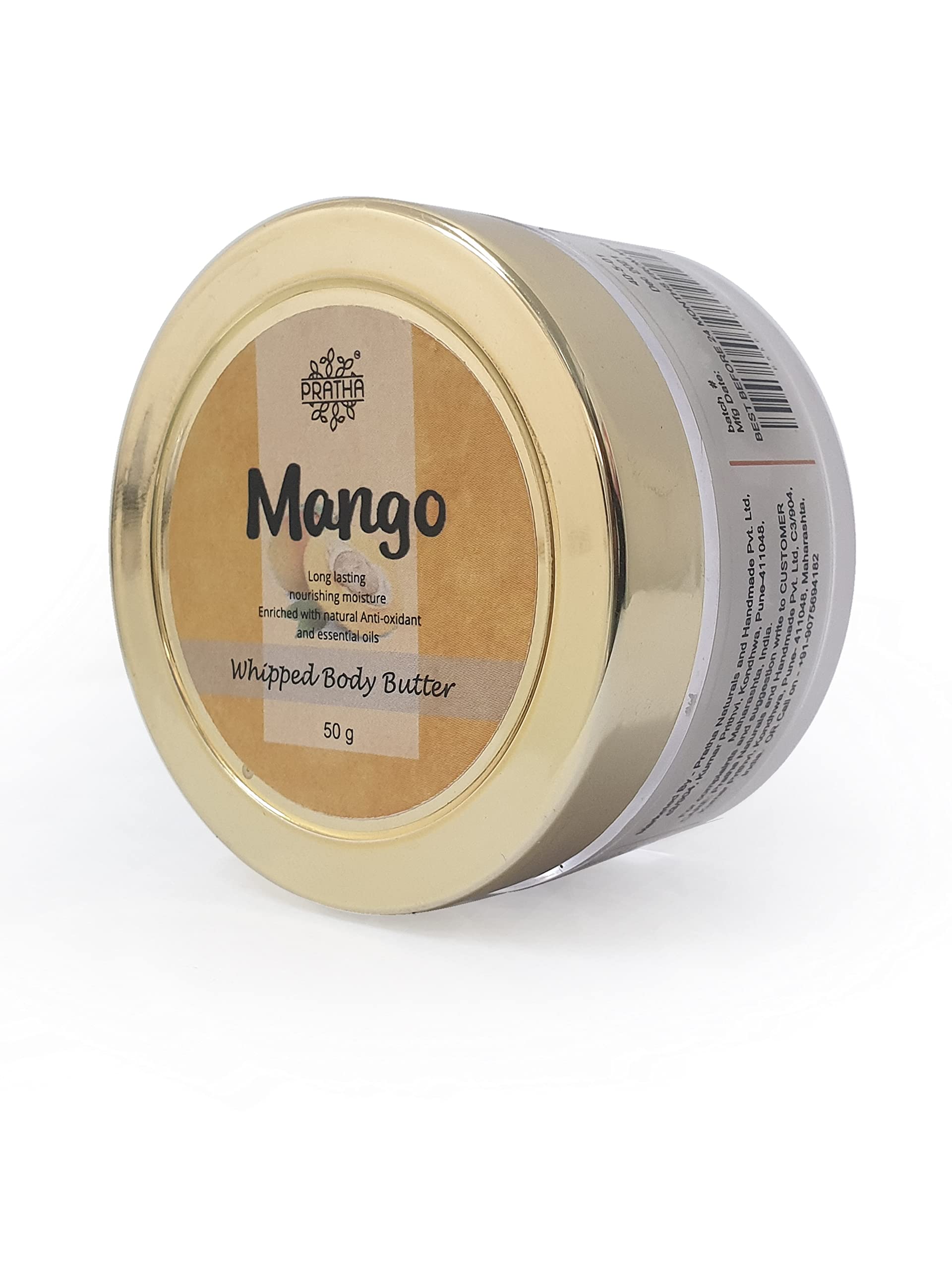 Pratha Naturals Mango Body Butter - 100g Whipped Cream for Deep Hydration & Nourishment | Tropical Mango Scented Moisturizer for Dry Skin | Perfect for Daily Use, After Shower & Night Care Routine
