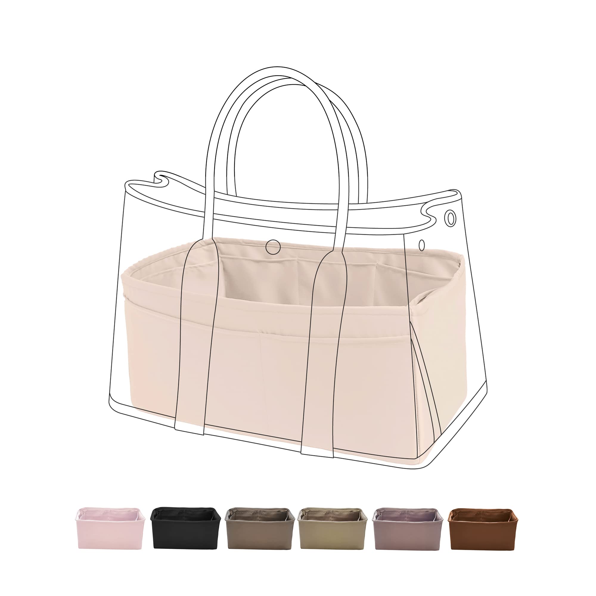 Luxury DGAZ Silky Purse Organizer Insert - Premium Handbag & Tote Organizer for Hermes Garden Party 30/36 Bags (Craie, GP30) | Perfect for Work, Travel & Everyday Use
