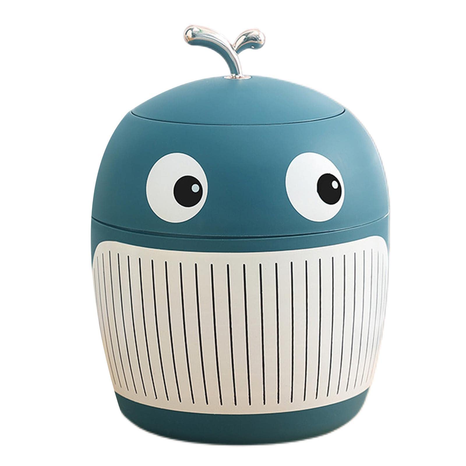 Cute Desk Trash Can with Lid - 3.5L Small Garbage Bin for Home, Office, Bedroom, Bathroom & Vanity | Dustproof Waste Basket for Desk, Living Room & Bathroom Storage | Blue