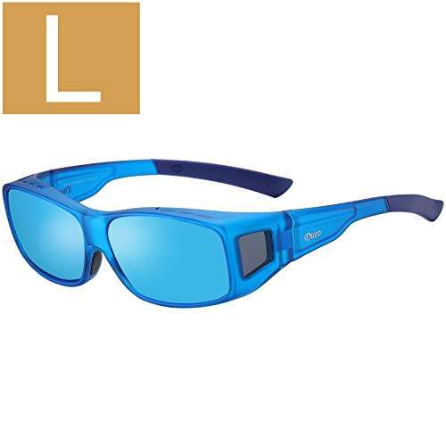 L Size Transparent Blue Frame Revo Blue Lens