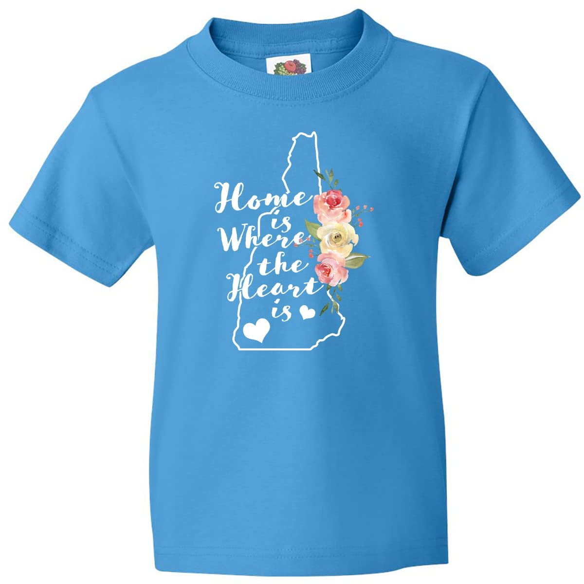 Inktastic New Hampshire Home is Where The Heart is Watercolor Youth T-Shirt - Soft Cotton Graphic Tee for Boys & Girls - Perfect for Family Vacations, School Spirit & Casual Wear