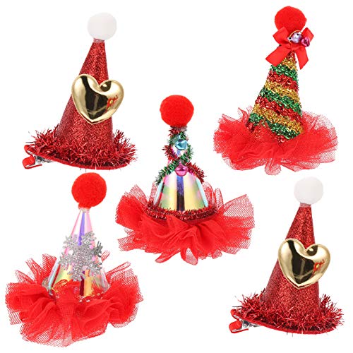 VALICLUD 5pcs Christmas Hair Clips - Santa Hat Design with Snowflake, Heart & Bell Charms, Sparkly Sequin Hair Accessories for Women & Girls | Perfect for Xmas Parties, Winter Holidays & Festive Gift Giving