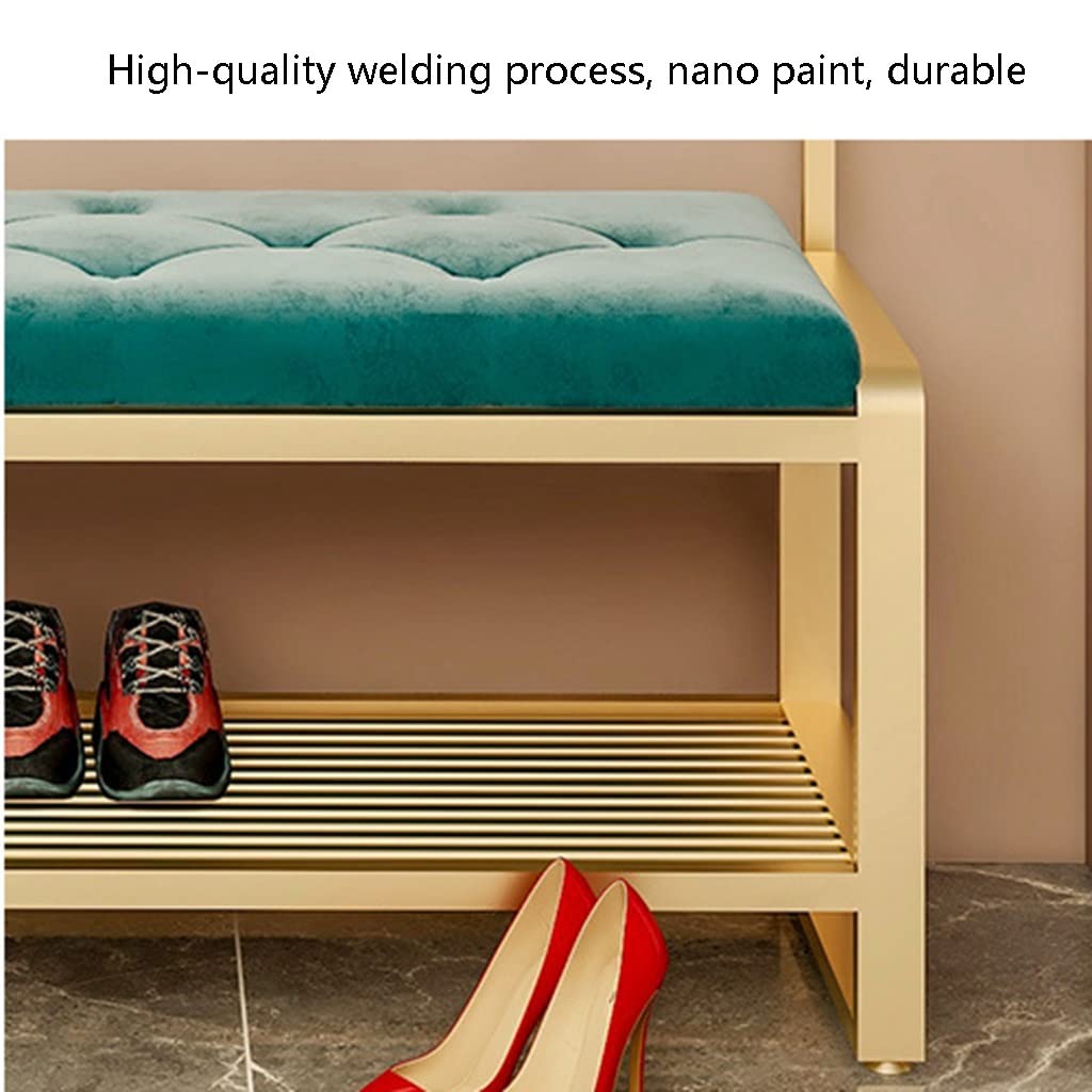 3-in-1 Hall Tree Coat Rack with Shoe Bench & Storage Shelf - Heavy Duty MDF Entryway Organizer with Hooks & Stable Metal Frame - Perfect for Hallway, Bedroom, Dorm, Mudroom & Entry Organization (Black Green, 100x47x160cm)
