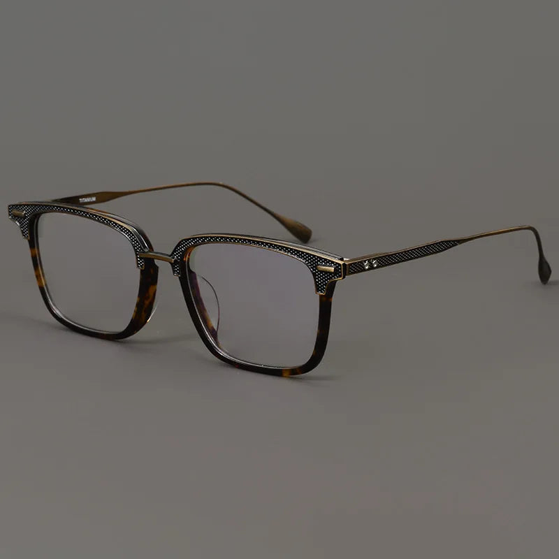 Stylish Black Unisex Titanium Square Full Rim Eyeglasses 42085 - Perfect for Work, Reading & Fashion