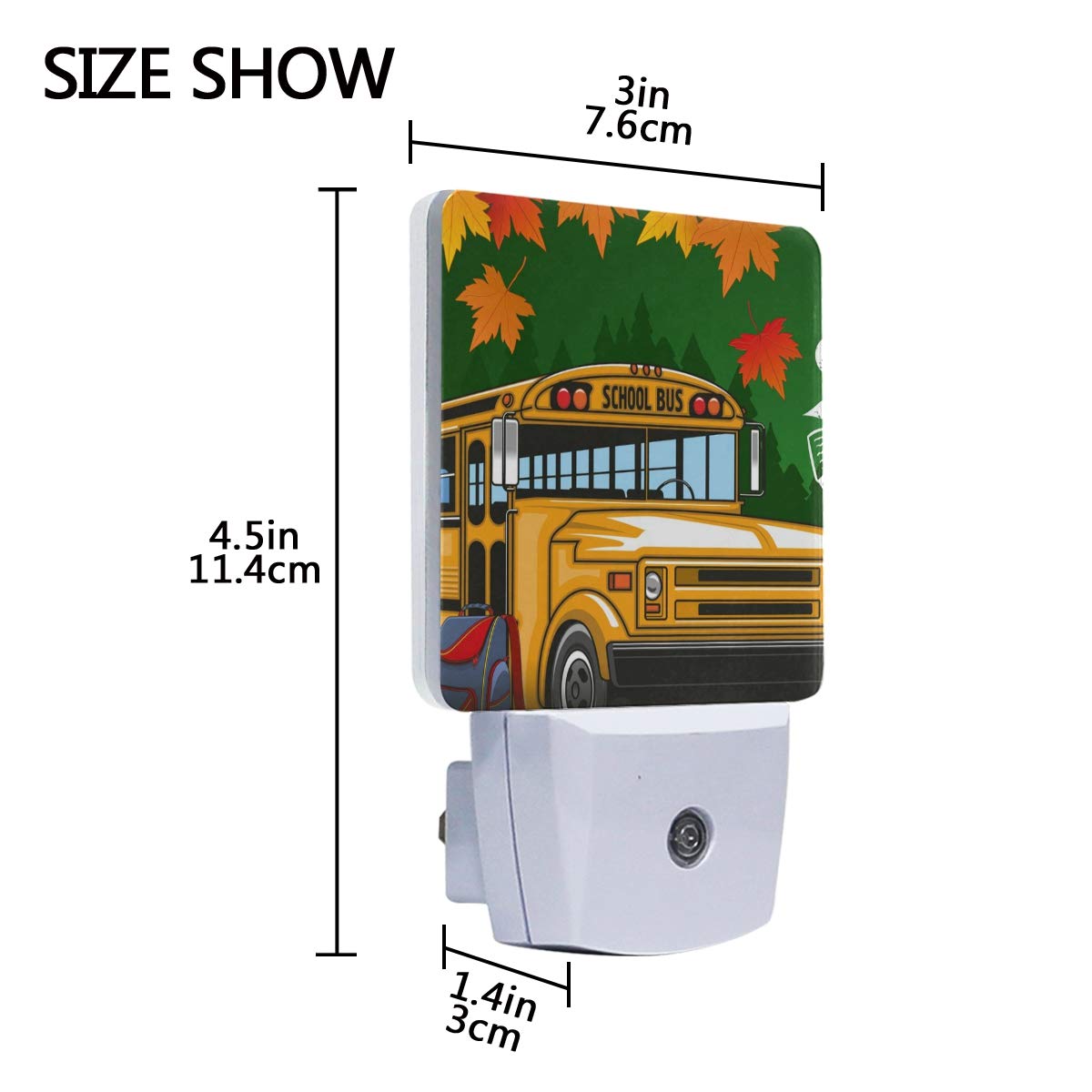 WIHVE Plug-in LED Night Light with Dusk to Dawn Sensor - 2 Pack Maple Leaf School Bus Design Desk Lamp for Bedroom, Bathroom, Hallway & Stairway - Perfect for Kids' Rooms, Nighttime Safety & Cozy Ambiance
