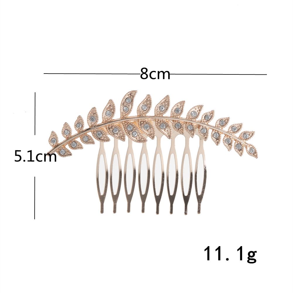 Elegant Wedding Hair Side Combs - Faux Pearl Crystal Flower Rhinestone Bridal Hair Clips for Bride and Bridesmaids - Perfect for Weddings, Proms, and Formal Events (Leaves Design)