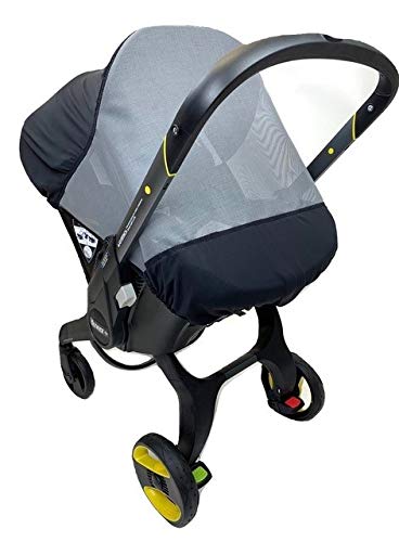 Sasha's UV Protection & Bug Shield Car Seat Cover - Breathable Grey Sunshade for Baby Safety - Perfect for Strollers, Car Rides & Outdoor Adventures