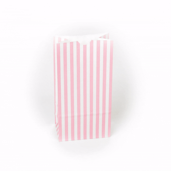 Pink and White Striped Paper Bags - 2 lb Capacity, 4.25
