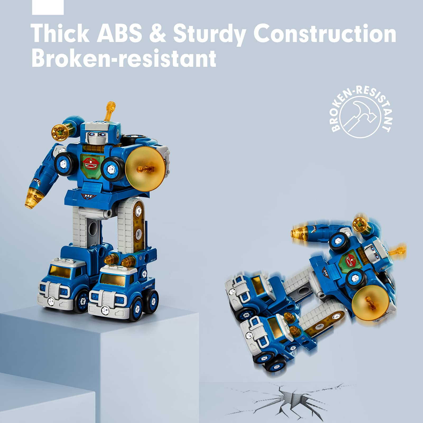 Hahaland STEM Building Toys for Kids Ages 4-8 - 5-in-1 Transformable Take Apart Trucks to Robot - Educational Construction Set for 5-7 Year Old Boys & Girls - Perfect Birthday Gift, Easter Basket Stuffer & Learning Toy for Preschoolers | Great for STEM Learning, Creative Play & Hands-on Development