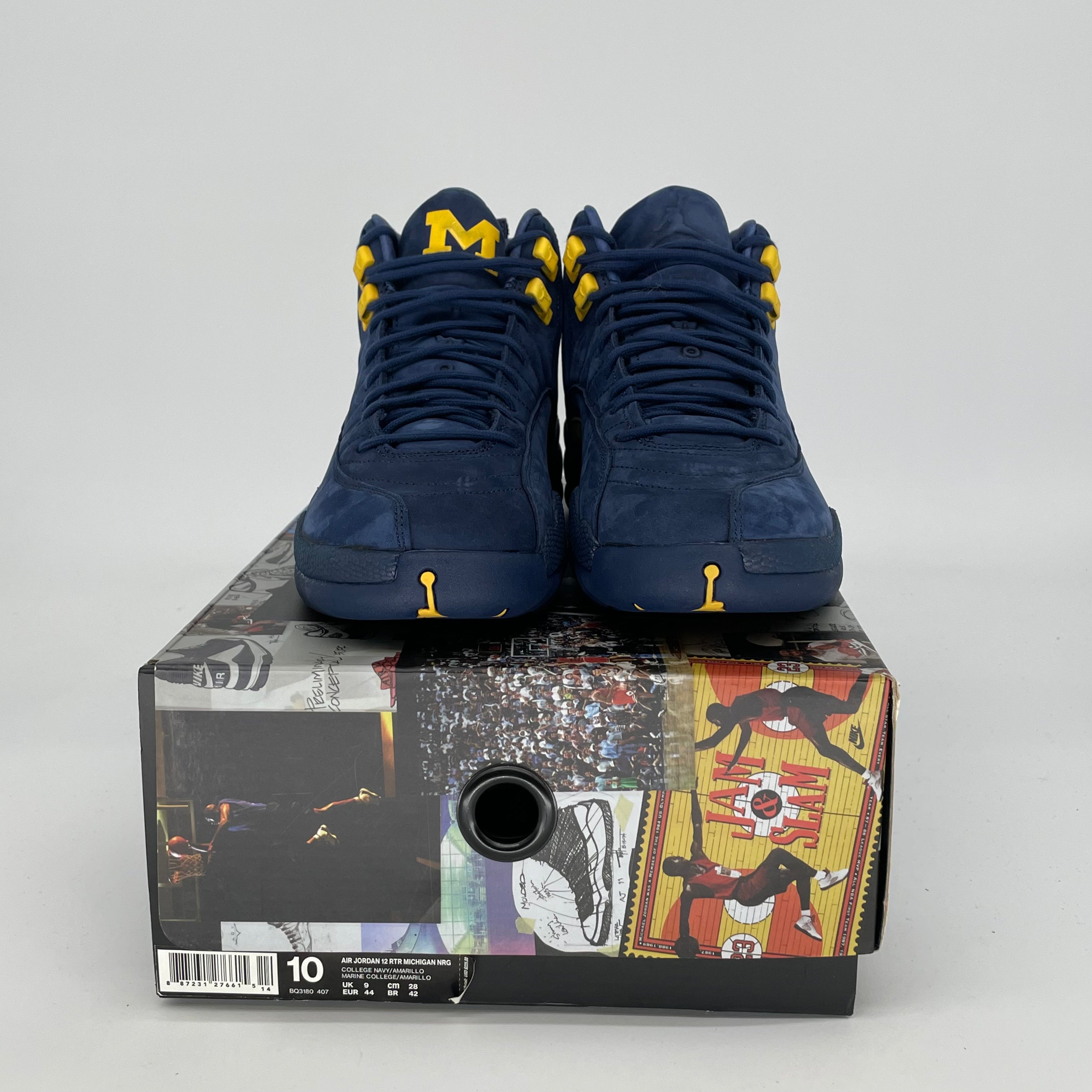 AIR JORDAN 12 Michigan Basketball Shoes - Men's Size 10/Women's Size 11.5 (BQ3180-407) - Retro Sneakers for Sports, Casual Wear & Sneaker Collection