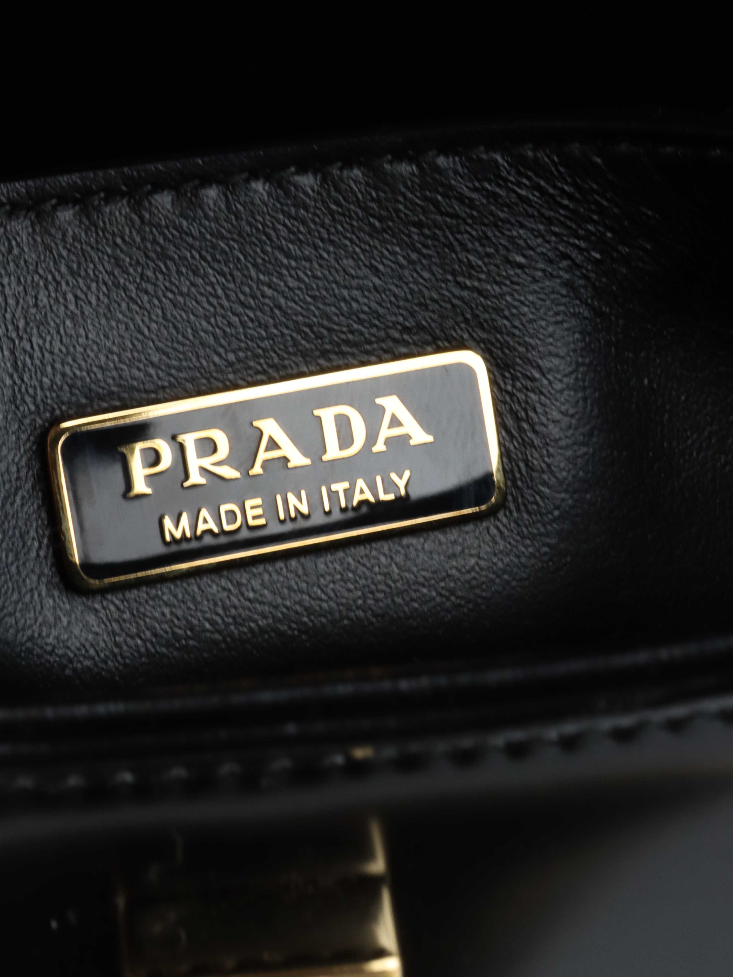 Prada Black Leather Shoulder Bag for Women - Luxury Designer Handbag Purse for Work, Travel & Everyday Use