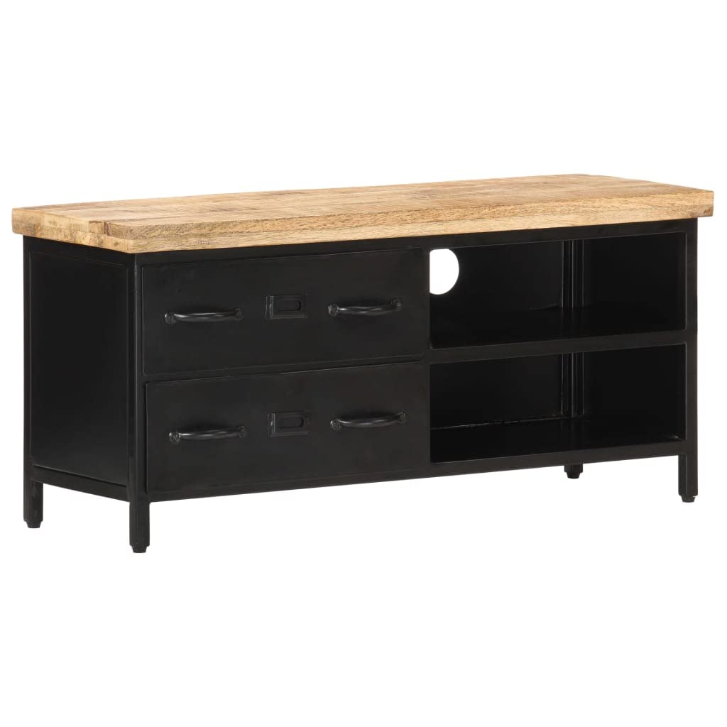 40 Inch TV Stand with 2 Drawers & Storage Compartments - Sturdy Metal Frame & Wooden Entertainment Center - Perfect for Living Room, Bedroom & Home Theater Setup (Black)